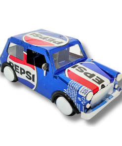 Pepsi Mini Cooper Car Model – Handmade from Recycled Soda Cans
